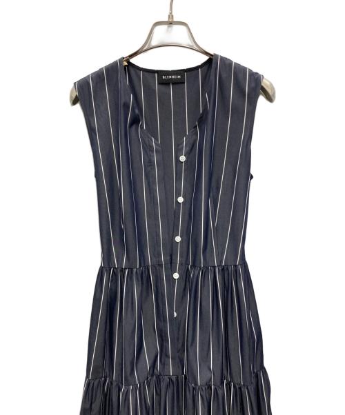 BLENHEIM（ブレンヘイム）BLENHEIM (ブレンヘイム) ノースリーブストライプティアードワンピース ネイビー サイズ:Sの古着・服飾アイテム