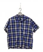 POLO RALPH LAURENポロ・ラルフローレン）の古着「半袖オープンカラーチェックシャツ」｜ブルー