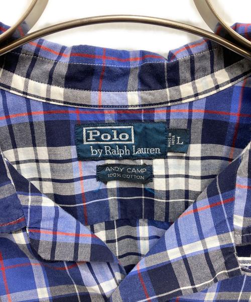 POLO RALPH LAUREN（ポロ・ラルフローレン）POLO RALPH LAUREN (ポロ・ラルフローレン) 半袖オープンカラーチェックシャツ ブルー サイズ:Lの古着・服飾アイテム