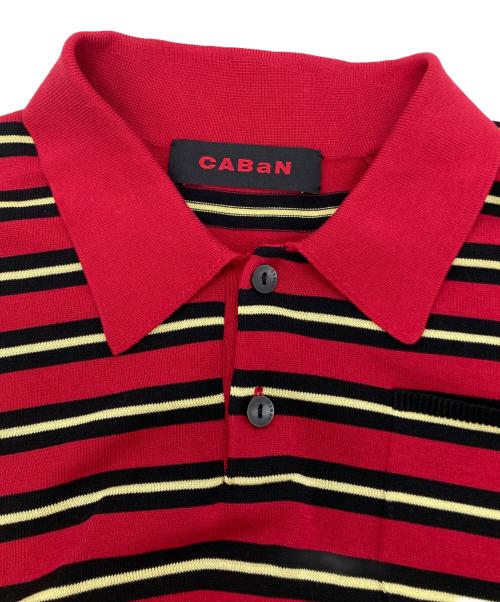 CABAN（キャバン）CABaN (キャバン) コットンストライプ ポロハーフスリーブプルオーバー｜ レッド サイズ:XSの古着・服飾アイテム