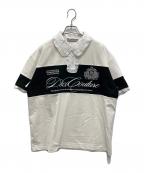 Deci Coutureデシクチュール）の古着「Logo Embroidery Two-Tone Rugby Shirt」｜ホワイト