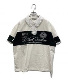 Deci Couture（デシクチュール）の古着「Logo Embroidery Two-Tone Rugby Shirt」｜ホワイト
