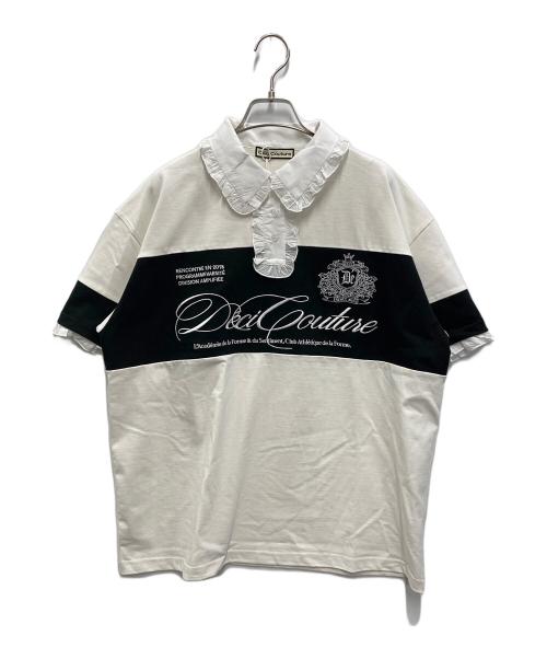 Deci Couture（デシクチュール）Deci Couture (デシクチュール) Logo Embroidery Two-Tone Rugby Shirt ホワイト サイズ:FREE 未使用品の古着・服飾アイテム