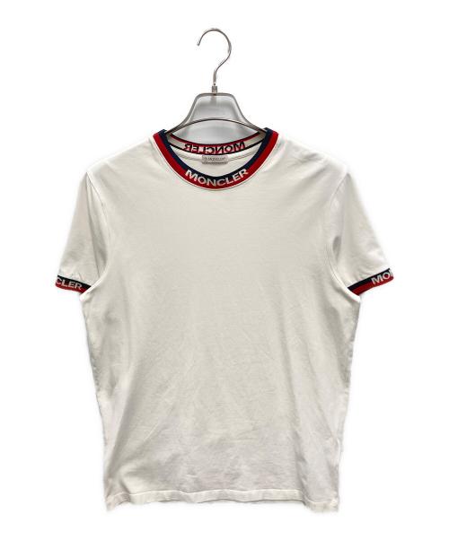 MONCLER（モンクレール）MONCLER (モンクレール) ジャガードブランドロゴリブデザインTシャツ ホワイト サイズ:Mの古着・服飾アイテム