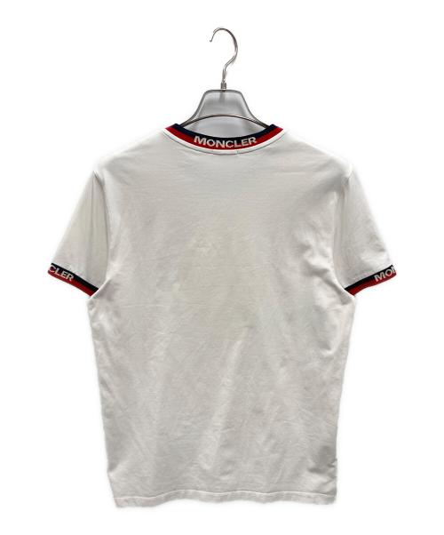 MONCLER（モンクレール）MONCLER (モンクレール) ジャガードブランドロゴリブデザインTシャツ ホワイト サイズ:Mの古着・服飾アイテム
