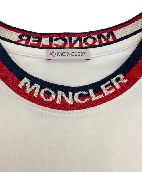 MONCLER（モンクレール）MONCLER (モンクレール) ジャガードブランドロゴリブデザインTシャツ ホワイト サイズ:Mの古着・服飾アイテム