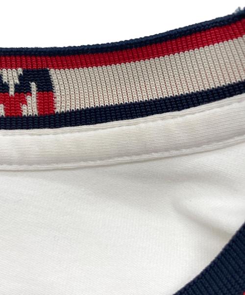 MONCLER（モンクレール）MONCLER (モンクレール) ジャガードブランドロゴリブデザインTシャツ ホワイト サイズ:Mの古着・服飾アイテム
