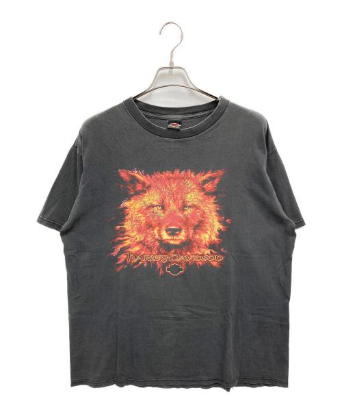 HARLEY-DAVIDSON（ハーレーダビッドソン）HARLEY-DAVIDSON (ハーレーダビッドソン) 【古着】狼 イーグル プリント Tシャツ ブラック サイズ:XLの古着・服飾アイテム