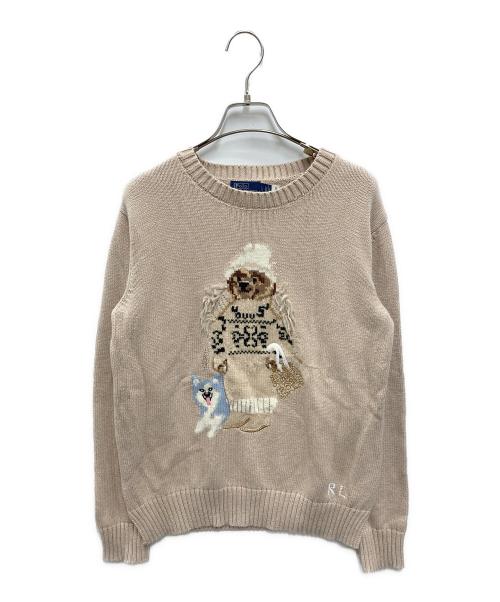 POLO RALPH LAUREN（ポロ・ラルフローレン）POLO RALPH LAUREN (ポロ・ラルフローレン) ポロベアハスキーロゴニット ベージュ サイズ:Lの古着・服飾アイテム