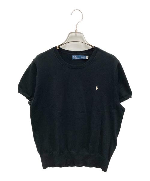 POLO RALPH LAUREN（ポロ・ラルフローレン）POLO RALPH LAUREN (ポロ・ラルフローレン) コトンブレンドショートスリーブセーター ブラック サイズ:Lの古着・服飾アイテム