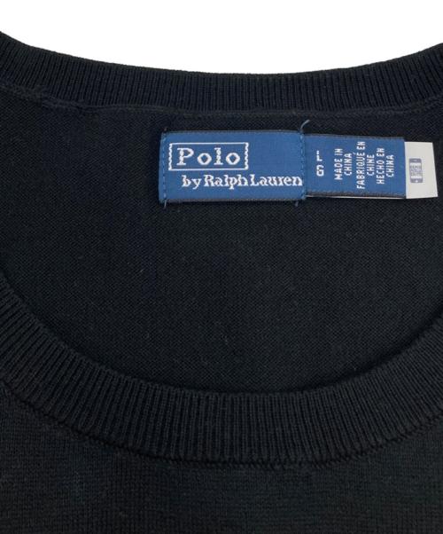 POLO RALPH LAUREN（ポロ・ラルフローレン）POLO RALPH LAUREN (ポロ・ラルフローレン) コトンブレンドショートスリーブセーター ブラック サイズ:Lの古着・服飾アイテム