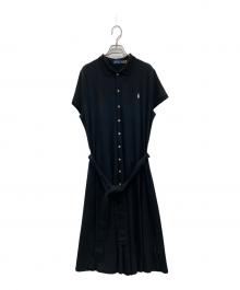 POLO RALPH LAUREN（ポロ・ラルフローレン）の古着「SS BELTED DR-SHORT SLEEVE-DAY DRESS」｜ブラック