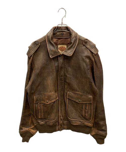 HARLEY-DAVIDSON（ハーレーダビッドソン）HARLEY-DAVIDSON (ハーレーダビッドソン) A-2 ラムレザー ジャケット ブラウン サイズ:SIZE 44の古着・服飾アイテム