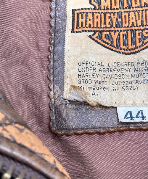 HARLEY-DAVIDSON（ハーレーダビッドソン）HARLEY-DAVIDSON (ハーレーダビッドソン) A-2 ラムレザー ジャケット ブラウン サイズ:SIZE 44の古着・服飾アイテム