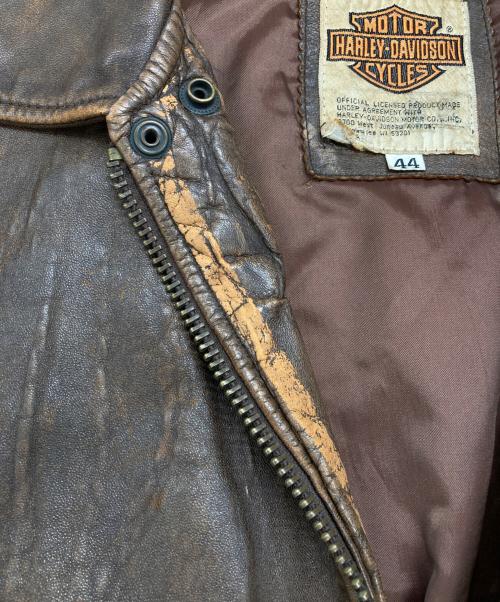 HARLEY-DAVIDSON（ハーレーダビッドソン）HARLEY-DAVIDSON (ハーレーダビッドソン) A-2 ラムレザー ジャケット ブラウン サイズ:SIZE 44の古着・服飾アイテム