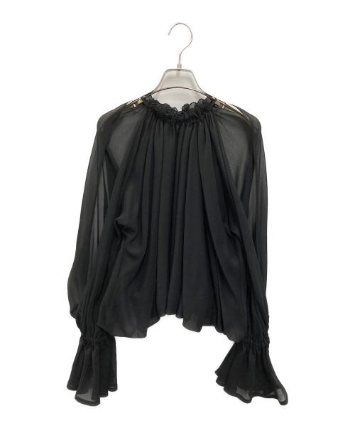 cygne（シーニュ）cygne (シーニュ) ジョーゼットショルダーオープンブラウス ブラック サイズ:FREE 未使用品の古着・服飾アイテム