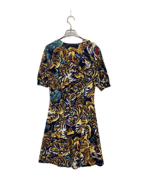 KENZO（ケンゾー）KENZO (ケンゾー) トラ総柄ショートスリーブニットワンピース マルチカラー サイズ:Sの古着・服飾アイテム