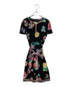 LEONARD FASHIONレオナールファッション）の古着「花柄ショートスリーブワンピース」｜ブラック
