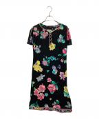 LEONARD FASHIONレオナールファッション）の古着「花柄ショートスリーブワンピース」｜ブラック