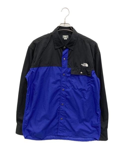THE NORTH FACE（ザ ノース フェイス）THE NORTH FACE (ザ ノース フェイス) ロングスリーブヌプシシャツ ブルー×ブラック サイズ:Lの古着・服飾アイテム