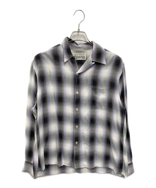 WACKO MARIA（ワコマリア）WACKO MARIA (ワコマリア) OMBRE CHECK OPEN COLLAR SHIRT グレー×パープル サイズ:Mの古着・服飾アイテム