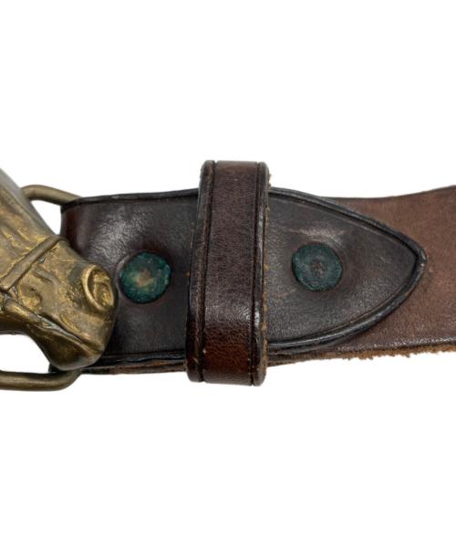 RRL（ダブルアールエル）RRL (ダブルアールエル) ソリッドブラス ホースヘッド レザーベルト ブラウンの古着・服飾アイテム