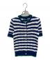 POLO RALPH LAUREN（ポロ・ラルフローレン）の古着「ストライプド ケーブルニット ショートスリーブ カーディガン」｜ブルー×ホワイト