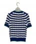 POLO RALPH LAUREN (ポロ・ラルフローレン) ストライプド ケーブルニット ショートスリーブ カーディガン ブルー×ホワイト サイズ:XS 未使用品：13000円