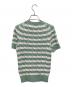 POLO RALPH LAUREN (ポロ・ラルフローレン) ストライプド ケーブルニット ショートスリーブ カーディガン グリーン×ホワイト サイズ:XS 未使用品：13000円