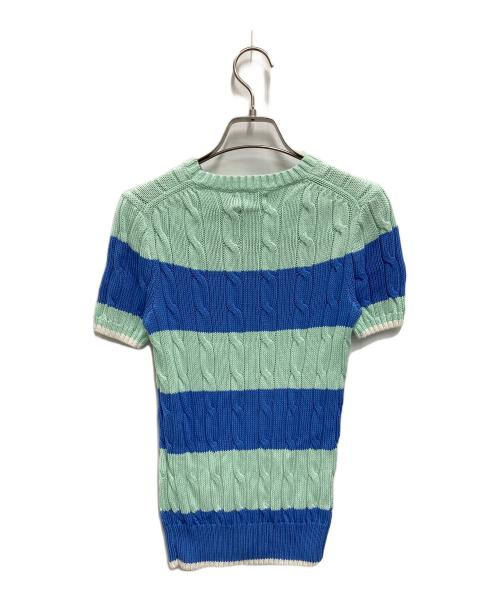 POLO RALPH LAUREN（ポロ・ラルフローレン）POLO RALPH LAUREN (ポロ・ラルフローレン) ショートスリーブボーダーケーブルニット ブルー×グリーン サイズ:XSの古着・服飾アイテム