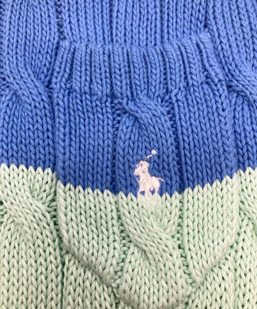 POLO RALPH LAUREN（ポロ・ラルフローレン）POLO RALPH LAUREN (ポロ・ラルフローレン) ショートスリーブボーダーケーブルニット ブルー×グリーン サイズ:XSの古着・服飾アイテム