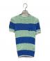 POLO RALPH LAUREN（ポロ・ラルフローレン）の古着「ショートスリーブボーダーケーブルニット」｜ブルー×グリーン