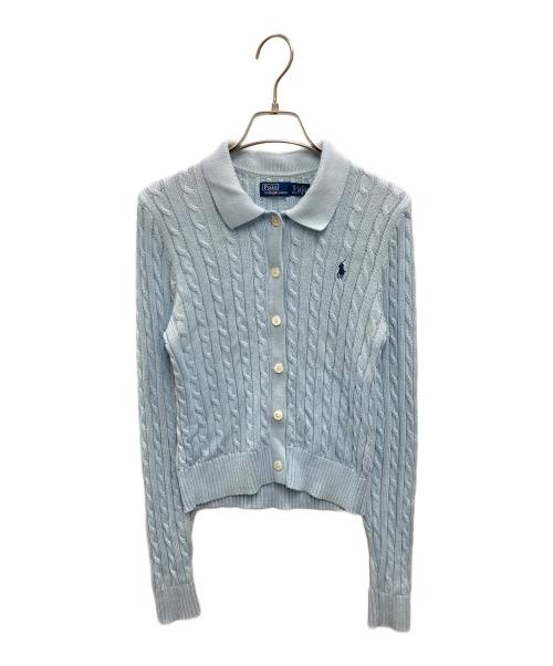 POLO RALPH LAUREN（ポロ・ラルフローレン）POLO RALPH LAUREN (ポロ・ラルフローレン) ケーブルニットコトンカーディガン ブルー サイズ:XSの古着・服飾アイテム