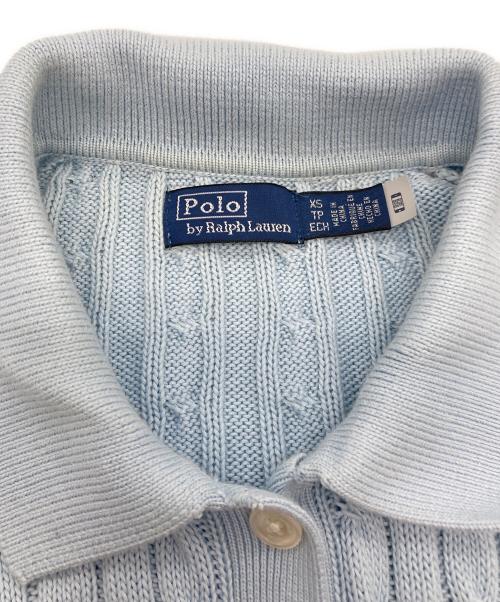 POLO RALPH LAUREN（ポロ・ラルフローレン）POLO RALPH LAUREN (ポロ・ラルフローレン) ケーブルニットコトンカーディガン ブルー サイズ:XSの古着・服飾アイテム
