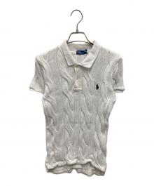 POLO RALPH LAUREN（ポロ・ラルフローレン）の古着「ケーブルニットコットンポロシャツ」｜ホワイト