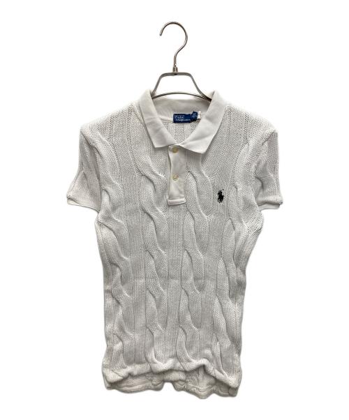 POLO RALPH LAUREN（ポロ・ラルフローレン）POLO RALPH LAUREN (ポロ・ラルフローレン) ケーブルニットコットンポロシャツ ホワイト サイズ:Sの古着・服飾アイテム