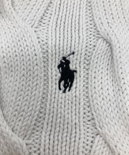 POLO RALPH LAUREN（ポロ・ラルフローレン）POLO RALPH LAUREN (ポロ・ラルフローレン) ケーブルニットコットンポロシャツ ホワイト サイズ:Sの古着・服飾アイテム
