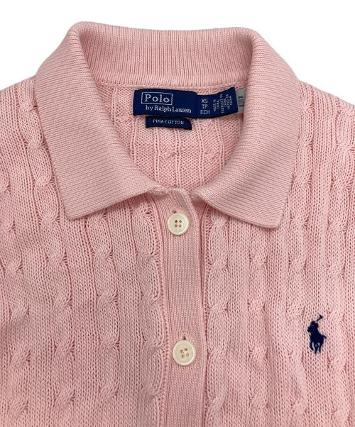 POLO RALPH LAUREN（ポロ・ラルフローレン）POLO RALPH LAUREN (ポロ・ラルフローレン) ケーブルニットコットンカーディガン ピンク サイズ:XSの古着・服飾アイテム