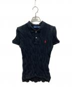 POLO RALPH LAURENポロ・ラルフローレン）の古着「ケーブルニットコットンポロシャツ」｜ブラック