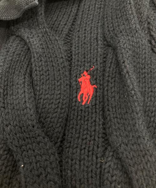 POLO RALPH LAUREN（ポロ・ラルフローレン）POLO RALPH LAUREN (ポロ・ラルフローレン) ケーブルニットコットンポロシャツ ブラック サイズ:Sの古着・服飾アイテム