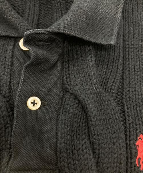 POLO RALPH LAUREN（ポロ・ラルフローレン）POLO RALPH LAUREN (ポロ・ラルフローレン) ケーブルニットコットンポロシャツ ブラック サイズ:Sの古着・服飾アイテム