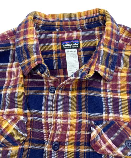 Patagonia（パタゴニア）Patagonia (パタゴニア) フィヨルドフランネルシャツ オレンジ×ネイビー サイズ:XLの古着・服飾アイテム