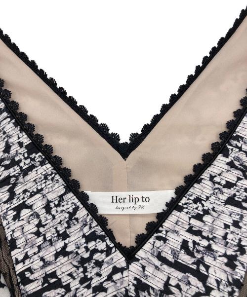HER LIP TO（ハーリップトゥ）HER LIP TO (ハーリップトゥ) Lace Trimmed Floral Dress ホワイト×ブラック サイズ:Mの古着・服飾アイテム
