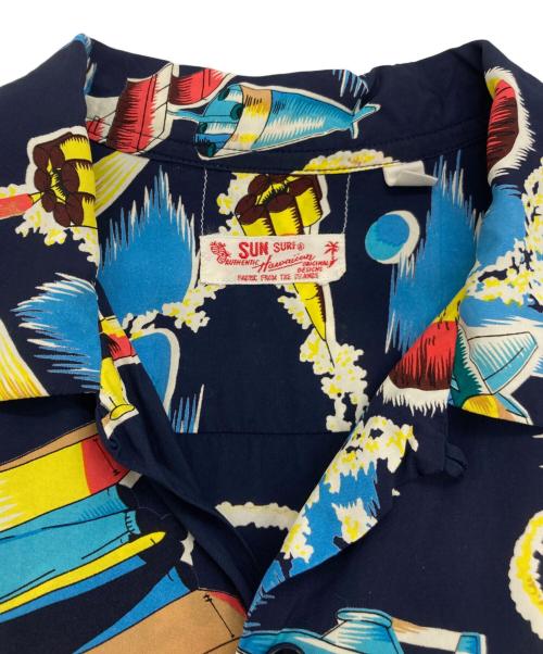 Sun Surf（サンサーフ）SUN SURF (サンサーフ) HINOYA (ヒノヤ) アロハシャツ ネイビー サイズ:Mの古着・服飾アイテム