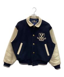 VAN JACKET（ヴァン ジャケット）の古着「袖レザーワッペンスタジャン」｜ネイビー×ホワイト