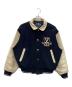 VAN JACKET（ヴァン ジャケット）の古着「袖レザーワッペンスタジャン」｜ネイビー×ホワイト