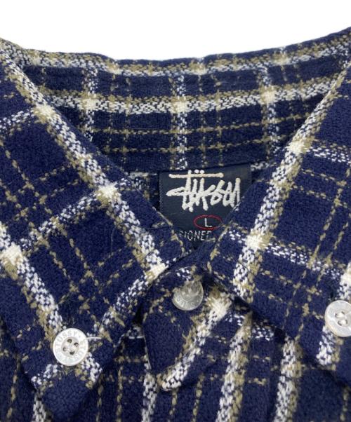 stussy（ステューシー）stussy (ステューシー) ベーシックロゴ チェックシャツ ブルー サイズ:Lの古着・服飾アイテム