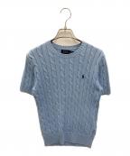 POLO RALPH LAURENポロ・ラルフローレン）の古着「ケーブルコットンショートスリーブニット」｜ブルー