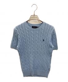 POLO RALPH LAUREN（ポロ・ラルフローレン）の古着「ケーブルコットンショートスリーブニット」｜ブルー