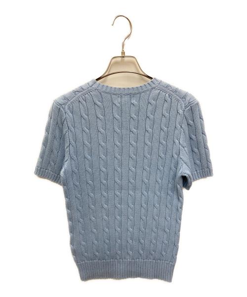 POLO RALPH LAUREN（ポロ・ラルフローレン）POLO RALPH LAUREN (ポロ・ラルフローレン) ケーブルコットンショートスリーブニット ブルー サイズ:Sの古着・服飾アイテム